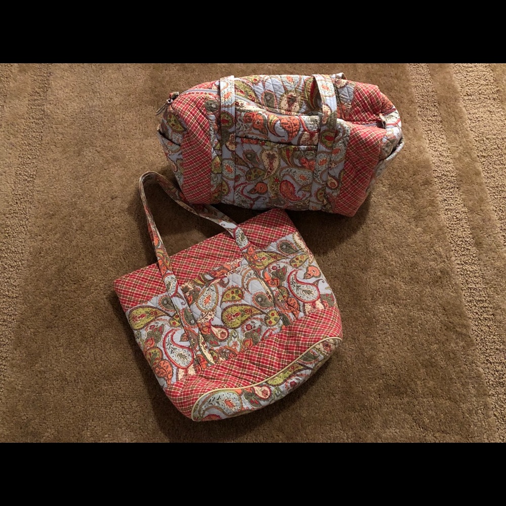 Paisley duffle bag with matching purse.
